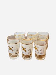 Mid Century Barware Shot Glasses Frosted And Gold Ducks