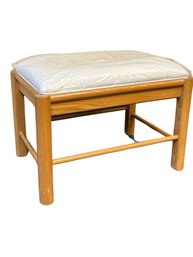 1975 Production Thomasville White Fabric Bench In Original Wrapping