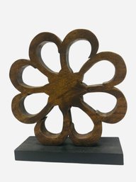 Mid Century 3 Dimensional Wood Flower Sculpture