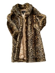 Terry Lewis Classic Luxuries 1980s Showstopper Long Leopard Print Thick Faux Fur Coat Size Small