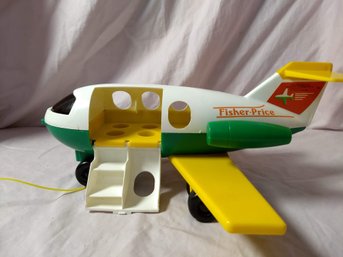 Vintage 1980 Fisher Price Airplane Jetliner Pull Toy