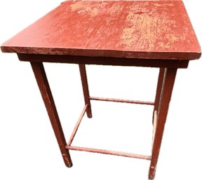 Primitive Red Paint Side Table