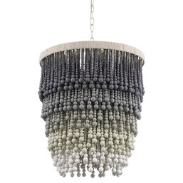 Palecek Solano Coastal Beach Grey Ombre Wood Beaded Pendant