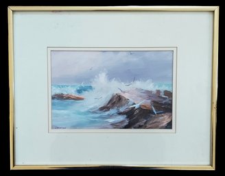 Signed Well Done Crashing Waves Seascape Oil Painting