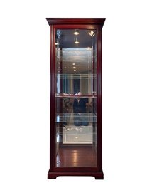 Pulaski Furniture Slide Away Front Door Lighted Etched Glass And Cherry Cabinet With Lock