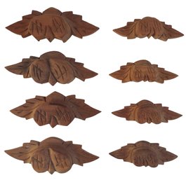 Set Of 8 Antique Victorian Eastlake Walnut Carved Drawer Pulls