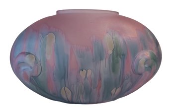 Rueven Nouveau Hand Painted  9 1/2 X 15' Art Glass Vase