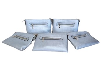 NEW 5 Trendy Silver Metallic Crossbody & Clutch Handbags & Dust Bag