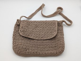 Crocheted Tan Purse With Shoulder Strap