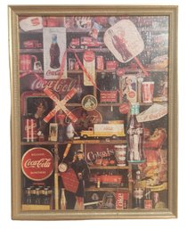 Framed 20x25 1/2' Old Time Coca Cola Puzzle