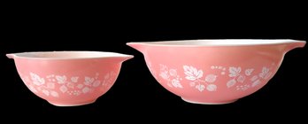 Pair Pyrex Pink Gooseberry 2qt & 4qt Mixing Bowls