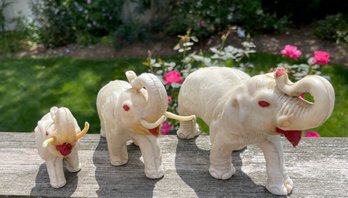 3 Vintage Elephant Figures- Trunks Up- READ DESCRIPTION