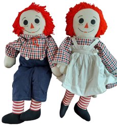 Vintage Pair Of Large 38' Raggedy Ann & Andy Dolls