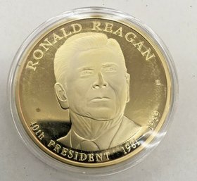 Large 2009 American Mint Ronald Reagan Large Medal 24k Gold Layered Proof Coin