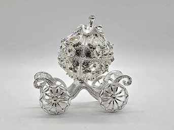 Beautiful Silver & White Crystal Carriage Trinket Box