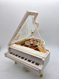 White Piano Music Box With Ballerina