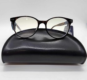 Universal Thread Shiny Brown Tortoise Blue Light Filtering Eyeglasses With Case