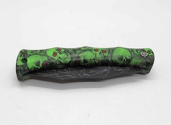 Green Skull Folding Stainless Steel Knife