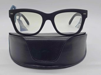 Universal Thread Matte Black Square Blue Light Filtering Glasses With Case