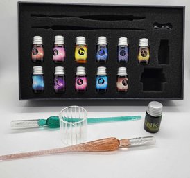17 Multi-Color Ink & Glass Pen Set