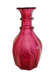 Vintage Pilgrim Cranberry Ribbed Art Glass 9' Vase