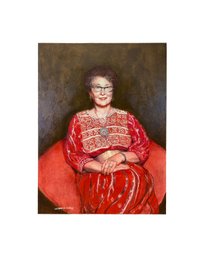 30x40 Original Acrylic On Canvas - Remarkable Lady In Red - Signed Alton S. Tobey