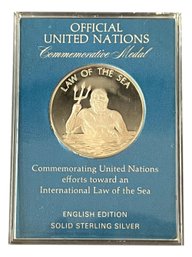 Official United Nations Commemorative Medal In Sterling Silver