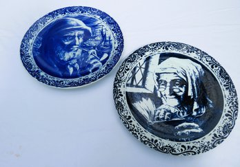 Boch And Delft Plate Fisherman And Fisherwoman