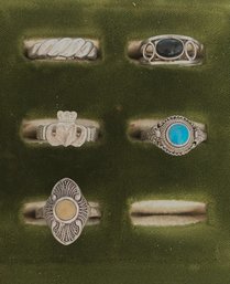 Vintage Lot Of 5 Sterling Silver Rings: Cellini, Mexico Sterling, All Marked Weight Is 13 Grams ( READ DESC)
