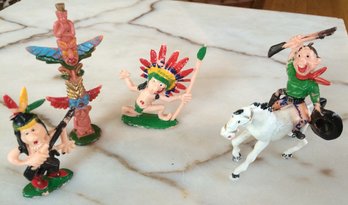 Vintage 1950s - 1960s Holiday / Birthday Cake Topper Set Of 5 Howdy Doody Cowboys & Indians