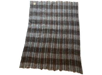 Beautiful CUSHENDALE Throw Made In IRELAND- 70 Percent Mohair, 30 Percent Wool- Grey & Brown With Fringe