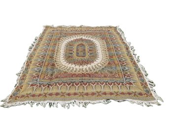 Antique Moorish Fringed Silk Textile Islamic Art Tablecloth