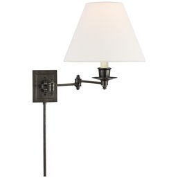 Visual Comfort Triple Swing Arm Wall Lamp With Black Color Hardware And Wire Cover