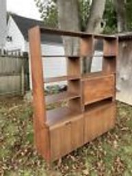 Mid Century Solid Wood Bookcase Wall Unit
