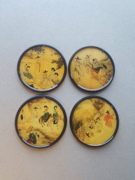 Set Of 4 Formica Round Coasters Shin Yoon Bok Korean Pictorals