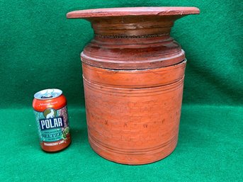 Antique 19th Century Burmese Red/Orange  Lacquered Wood Temple Offering Vessel Bowl.