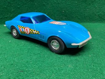 Vintage 1969 Chevrolet Corvette Stingray Blue Plastic Friction Toy Car. Yes Shipping.