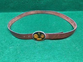 Vintage 1970s Von West Gun Belt Buckle And Leather Belt. Federal And Remington. Yes Shipping.