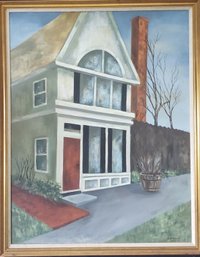 Vintage Connecticut Farmhouse Oil On Canvas 42' Signed Dahlin