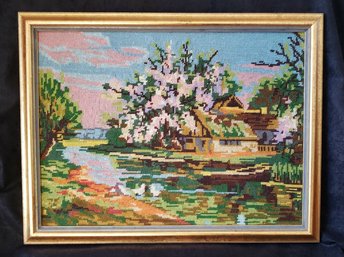 Vintage Framed Needlepoint By Gobelin