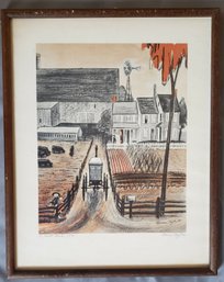 Vintage Amish Farm With Horse And Buggy Print By Listed Artist Florence Stern Taylor 1962