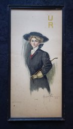 Equestrian Signed Alice Luella Fidler Art Print 1909 'Lillian' 1909 24' X 12'