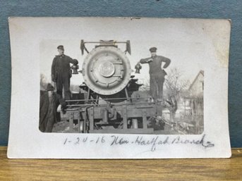 New - Hartford Railroad Real Photo Postcard. '1-24-16 New - Hartford Branch'
