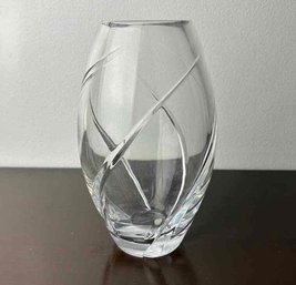 Signed Tiffany & Co. Elliptical Swirl Cut Crystal Vase Featuring Full Lead Crystal