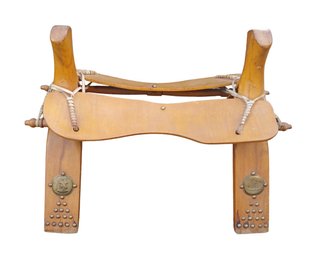 Vintage Middle Eastern Studded Wooden Camel Saddle