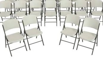 A Set Of 18 Metal And Plastic Folding Chairs By Lifetime - Perfect For Events!