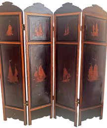 Vintage Chinese Hand Carved Wood 4-panel Screen/Room Divider