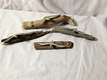 Very Cool Driftwood With Metal Seagull Art Pieces