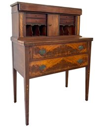 Antique Federal Style Mahogany Tambour Secretary Desk / Writing Desk