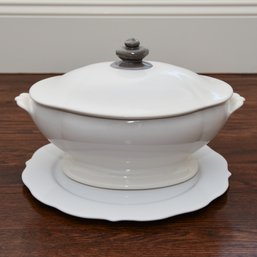 Large White Porcelain Serving Dish And Platter